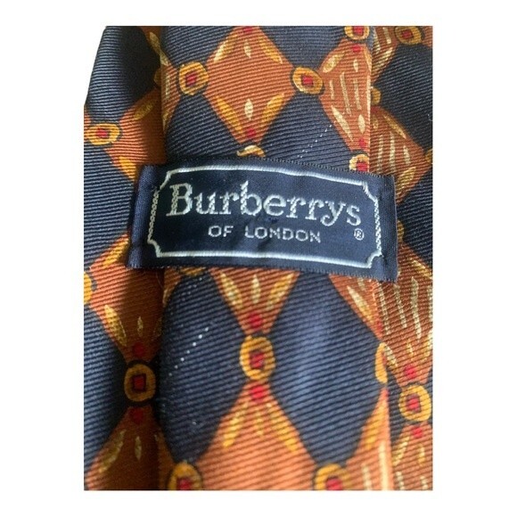 Burberrys of London Tie Men's Blue Geometric 100% Silk Necktie Career Luxury - Picture 6 of 7